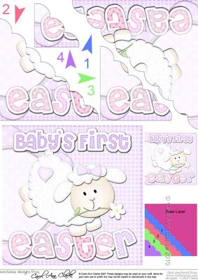 Baby Girl's First Easter Lamb Felties Scallop Corner