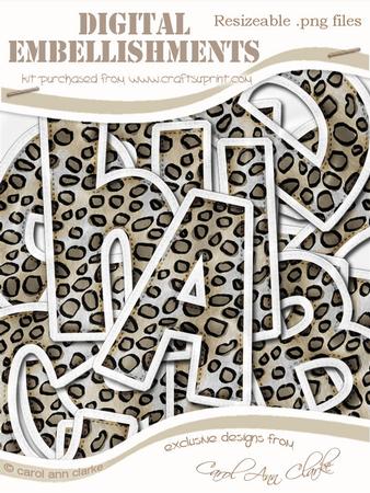 Leopardskin Felties Uppercase Alpha Digital Embellishment