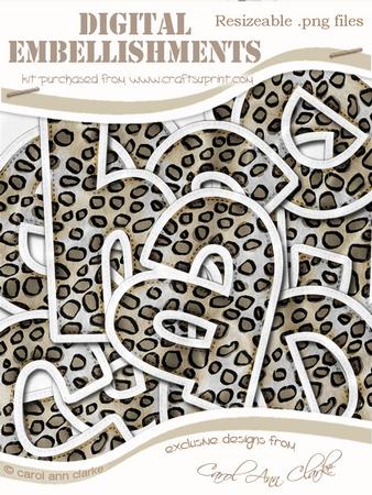 Leopardskin Felties Lowercase Alpha Digital Embellishment