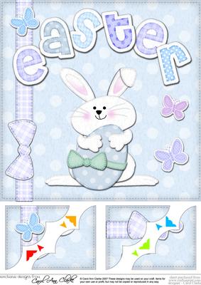 8x8 Easter Egg Bunny Boy Felties Scalloped Corner