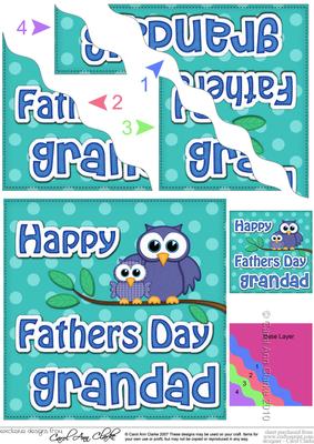 Owl Felties Grandad Fathers Day Wavy Corner Side Topper