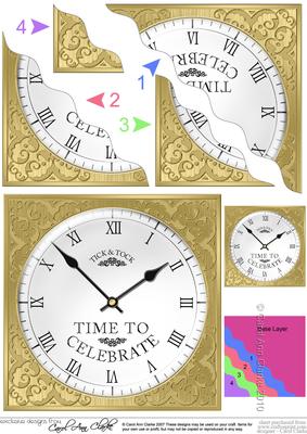 Time to Celebrate Clock Wavy Corner Side Stacker Topper