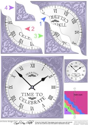 Time to Celebrate Clock Wavy Corner Side Stacker Topper