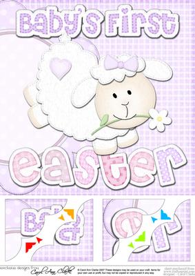 8x8 Baby Girl's First Easter Lamb Felties Scalloped Corner