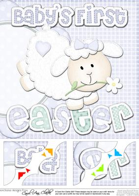 8x8 Baby Boy's First Easter Lamb Felties Scalloped Corner