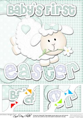 8x8 Baby Boy's First Easter Lamb Felties Scalloped Corner