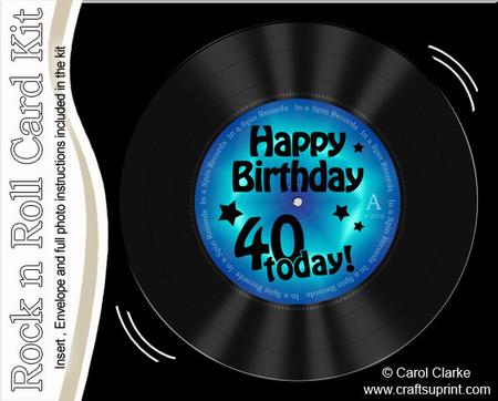 40th Birthday Record Rock N Roll Kit, Envelope and Insert