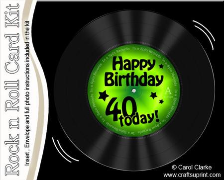40th Birthday Record Rock N Roll Kit, Envelope and Insert