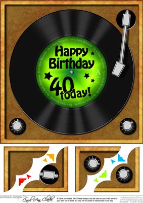 8 x 8 40th Birthday Record Scalloped Corner Topper