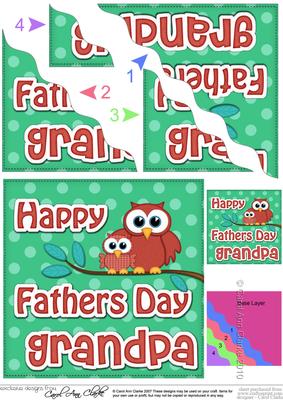 Owl Felties Grandpa Fathers Day Wavy Corner Side Topper