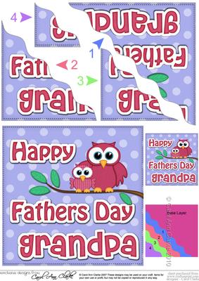 Owl Felties Grandpa Fathers Day Wavy Corner Side Topper
