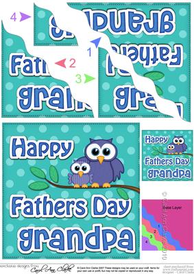 Owl Felties Grandpa Fathers Day Wavy Corner Side Topper
