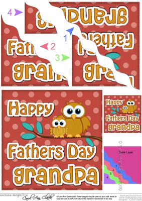 Owl Felties Grandpa Fathers Day Wavy Corner Side Topper