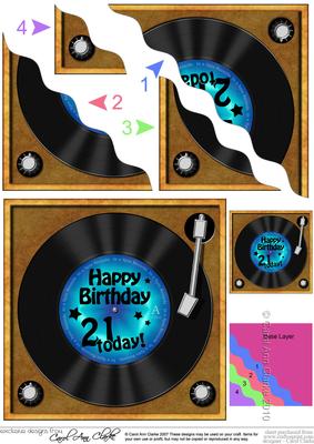 21st Birthday Record Wavy Corner Side Stacker Topper