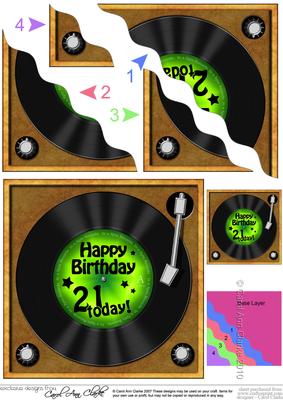 21st Birthday Record Wavy Corner Side Stacker Topper