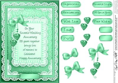 A5 Emerald Wedding Anniversary Quick Card with 3D Decoupage
