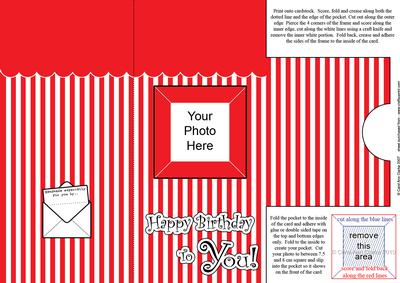 Add a Photo Birthday Stripes Card with Easy Fold Frame