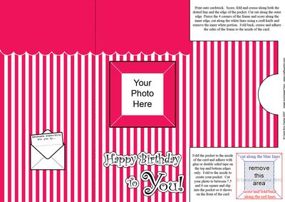 Add a Photo Birthday Stripes Card with Easy Fold Frame