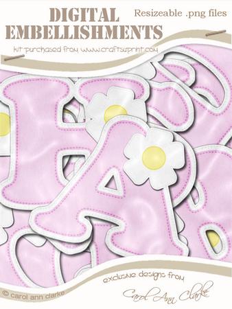 Floral Felties Uppercase Alpha Digital Embellishment