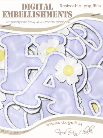 Floral Felties Uppercase Alpha Digital Embellishment