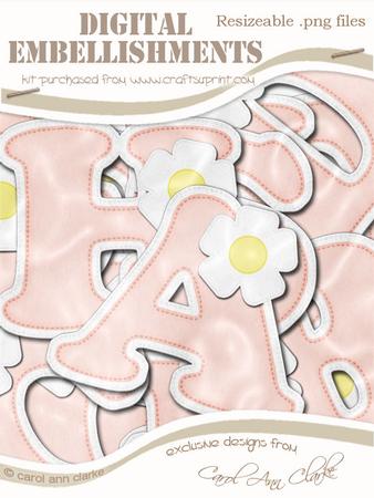 Floral Felties Uppercase Alpha Digital Embellishment