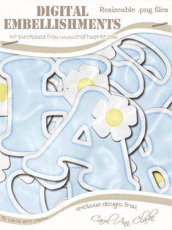 Floral Felties Uppercase Alpha Digital Embellishment