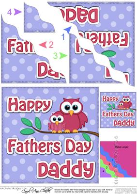 Owl Felties Daddy Fathers Day Wavy Corner Side Topper