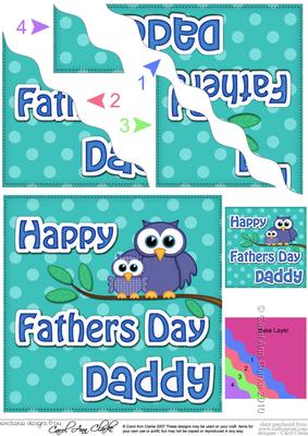 Owl Felties Daddy Fathers Day Wavy Corner Side Topper