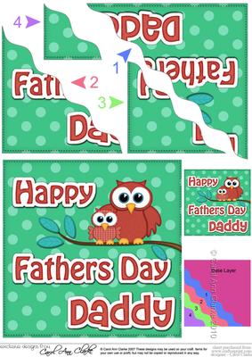 Owl Felties Daddy Fathers Day Wavy Corner Side Topper
