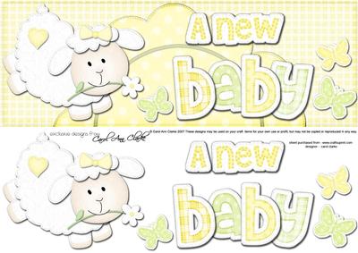 Large Dl a New Baby Lamb Felties Side Stacker Topper