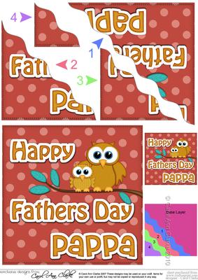 Owl Felties Pappa Fathers Day Wavy Corner Side Topper