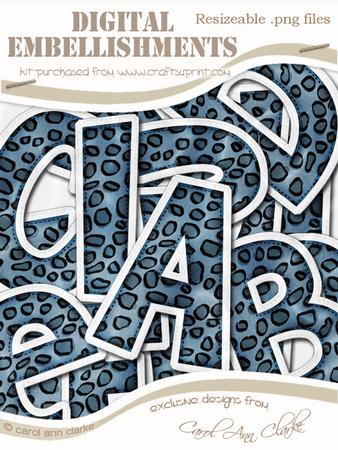 Leopardskin Felties Uppercase Alpha Digital Embellishment