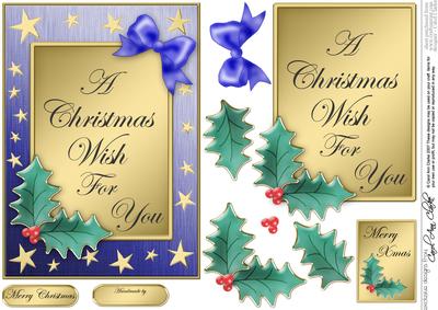 Elegant Christmas Greeting Quick Card with 3D Decoupage