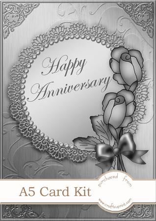 A5 Roses and Metallic Lace Anniversary Kit with 3D Decoupage