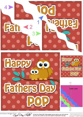 Owl Felties Pop Fathers Day Wavy Corner Side Topper