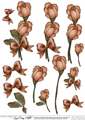 Roses and Metallic Lace 3D Decoupage Sheet