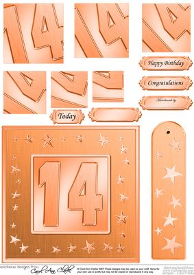 14th Bright Metallic Age Quick Card with Twisted Pyramage