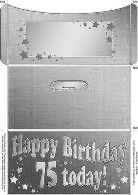 75th Birthday Metallic Age Money or Gift Wallet and Card