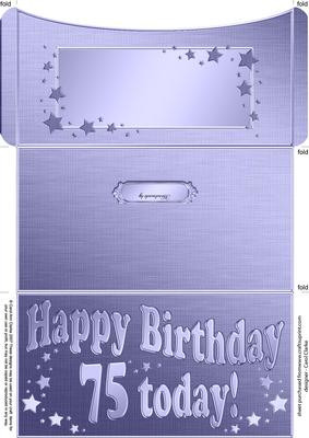 75th Birthday Metallic Age Money or Gift Wallet and Card