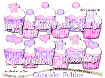 Pretty Coordinating Cupcake Felties Digital Embellishment