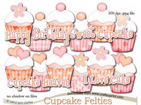 Pretty Coordinating Cupcake Felties Digital Embellishment