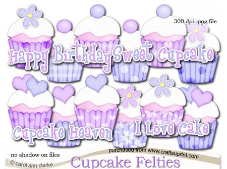 Pretty Coordinating Cupcake Felties Digital Embellishment