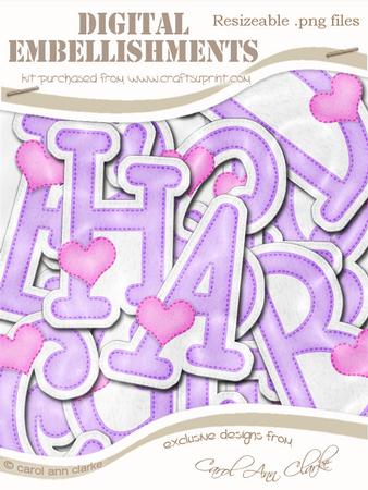 Heart Felties Uppercase Alpha Digital Embellishment