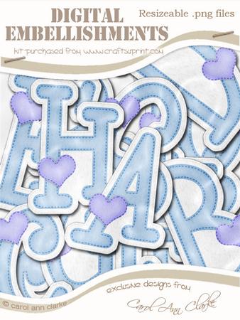 Heart Felties Uppercase Alpha Digital Embellishment