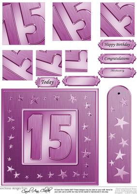 15th Bright Metallic Age Quick Card with Twisted Pyramage
