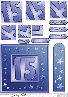 15th Bright Metallic Age Quick Card with Twisted Pyramage