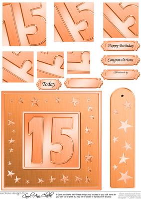 15th Bright Metallic Age Quick Card with Twisted Pyramage