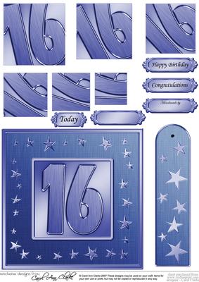 16th Bright Metallic Age Quick Card with Twisted Pyramage