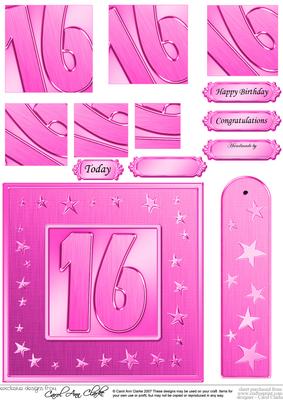 16th Bright Metallic Age Quick Card with Twisted Pyramage