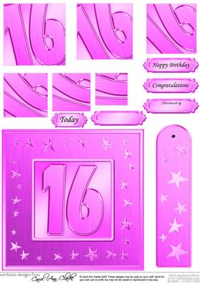 16th Bright Metallic Age Quick Card with Twisted Pyramage